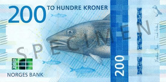 front nowego norweskiego banknotu 200-koronowego