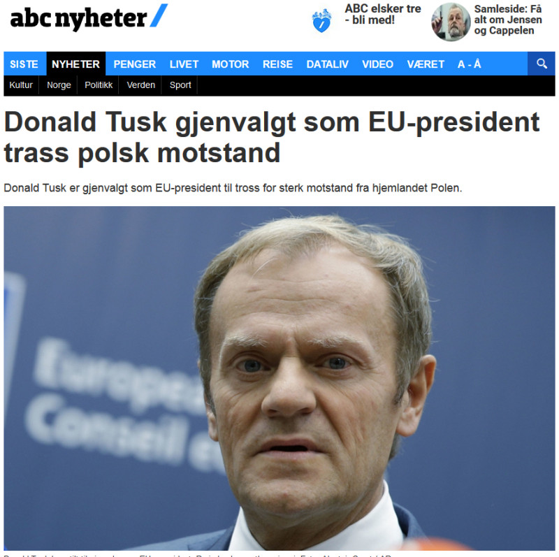 Donald Tusk ponownie wybrany na przewodniczącego EU mimo przekornego sprzeciwu Polski