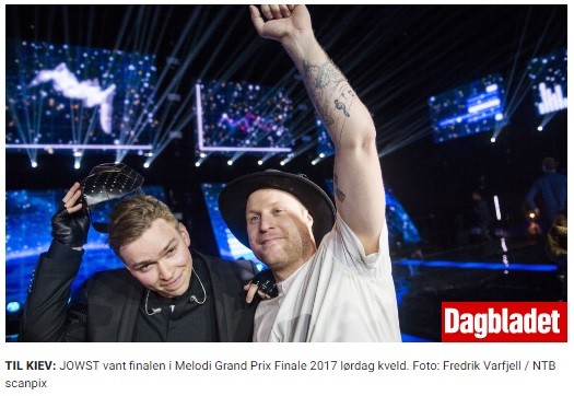 Steen i Walmann po ogłoszeniu werdyktu norweskich eliminacji do konkursu Eurowizji.