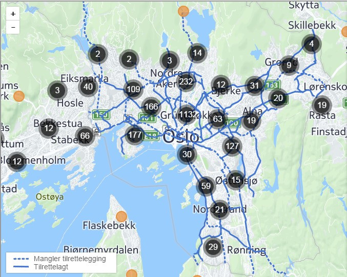 Niebezpieczne ścieżki rowerowe w Oslo i okolicach