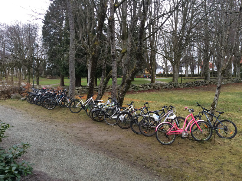 Rowery uczniów pod jedną ze szkół w Stavanger.