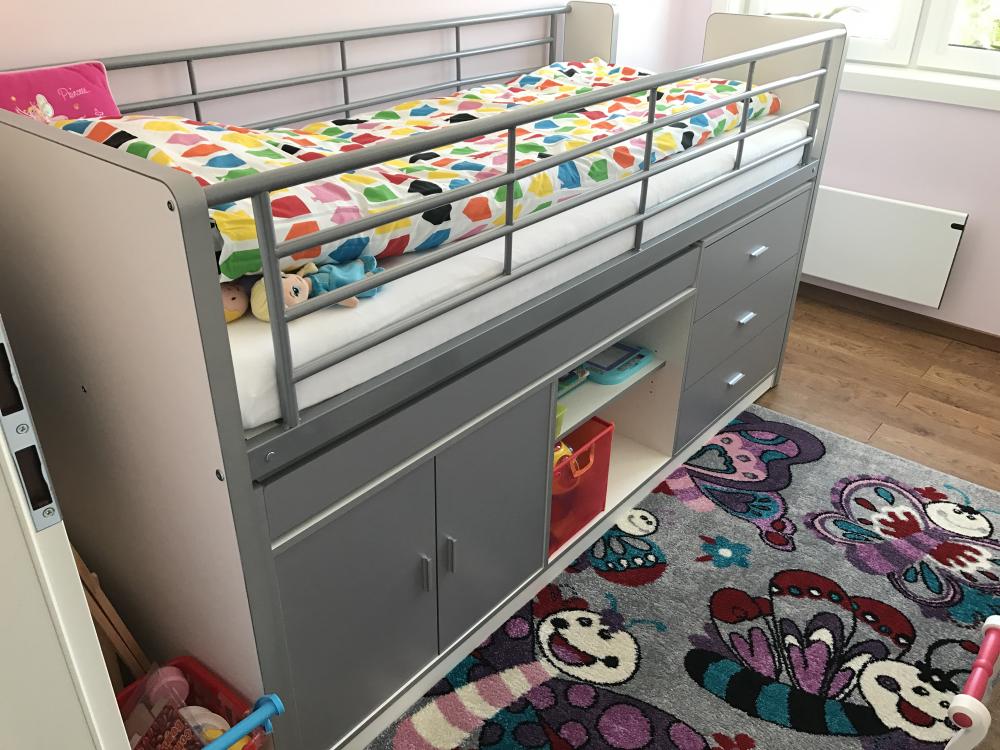 Łóżko piętrowe dla dzieci Bonny Grey z szufladami