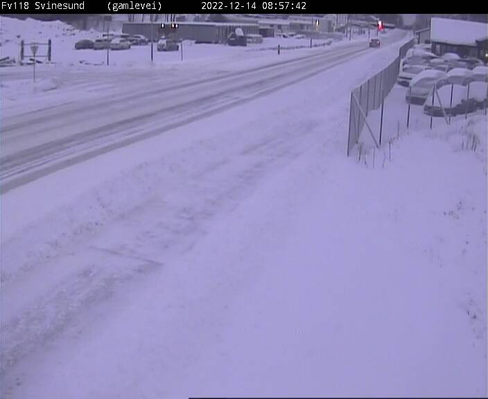 Na zdjęciu: widok z kamery drogowej w Svinesund. W okolicy odnotowano około -10 stopni Celsjusza.