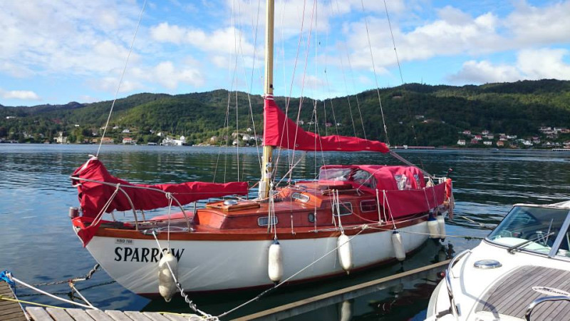 Jacht, który  para kupiła we Flekkefjord.