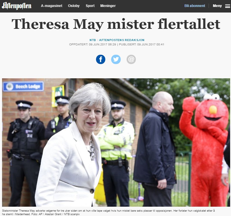 Aftenposten: „Theresa May traci większość”