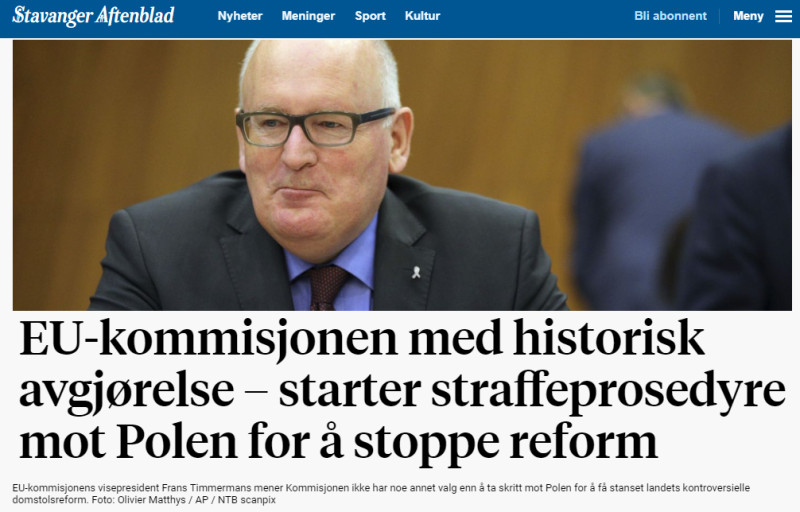Stavanger Aftenblad ostrzega, że Polska może stracić prawo do głosowania w UE. 