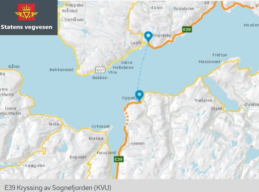 Obecnie aby dostać się z Oppedal do Lavik , należy przepłynąć promem Sognefjord.