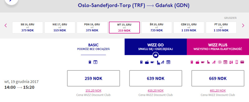 Ceny biletów relacji Oslo — Gdańsk
