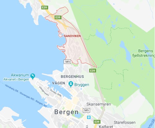 Dzielnica Sandviken w Bergen, gdzie doszło do nieszczęśliwego wypadku.