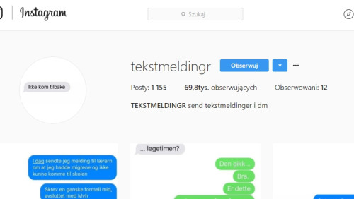 Pikantne rozmowy i zrzuty ekranu – to konto na Instagramie podbiło norweski Internet