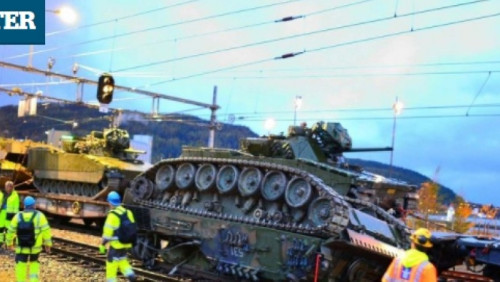 Problem ciężkiego kalibru w Trondheim. Z pociągu wypadł na tory… czołg