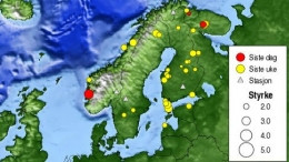  Trzęsienie ziemi o sile  3,4 st. w skali Richtera odnotowano w Sunnhordland