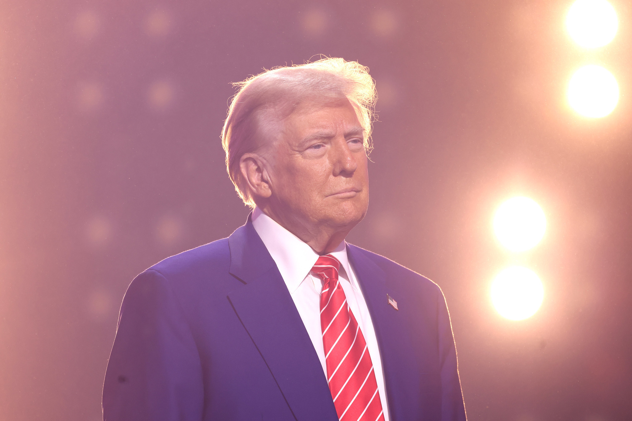 In the picture, Donald Trump during AmericaFest 2024.