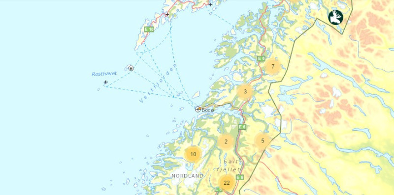 Na mapie polowań na łosie możemy dokładnie sprawdzić wyniki polowań na obszarze całej Norwegiii