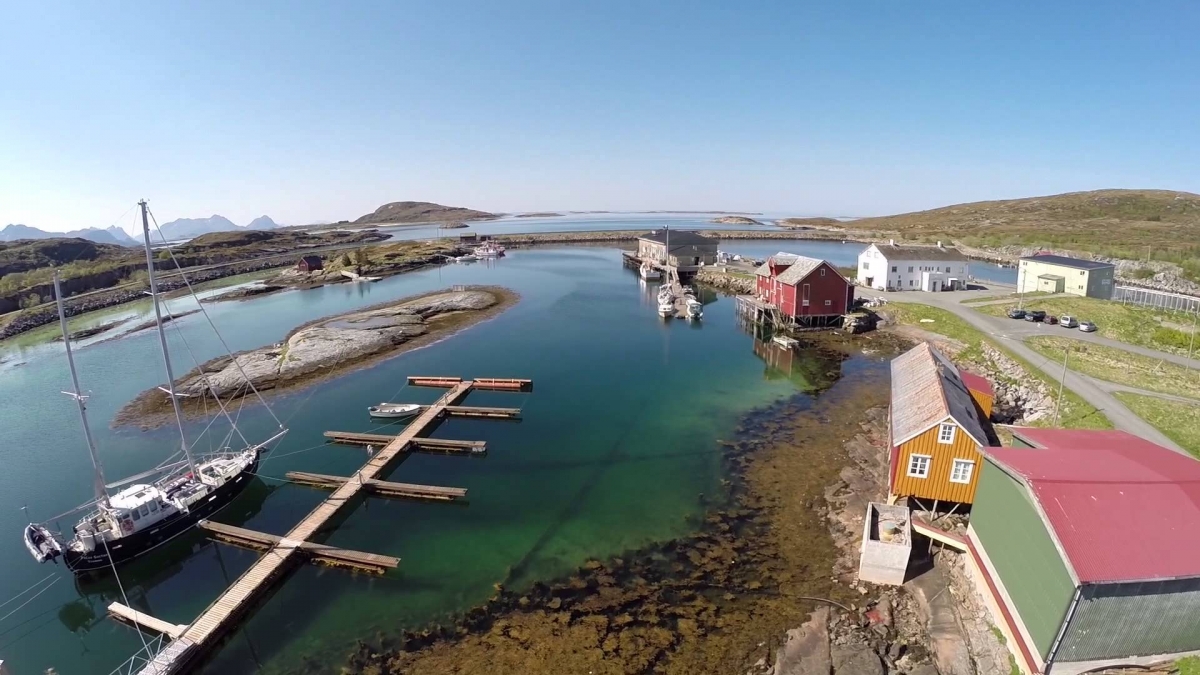 Ruffe Sailing in North Norway, amazing Støtt Island from bird view