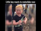 Little Boy Reacts to Motorbike Race