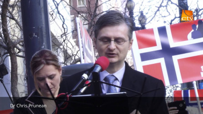 Chris Prunean at the San Francisco Protest Supporting the Bodnariu Family