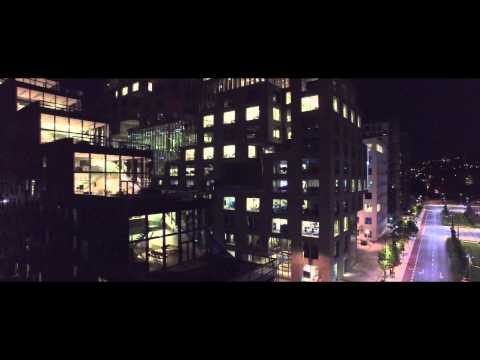 Oslo Barcode at night - Aerial 4K